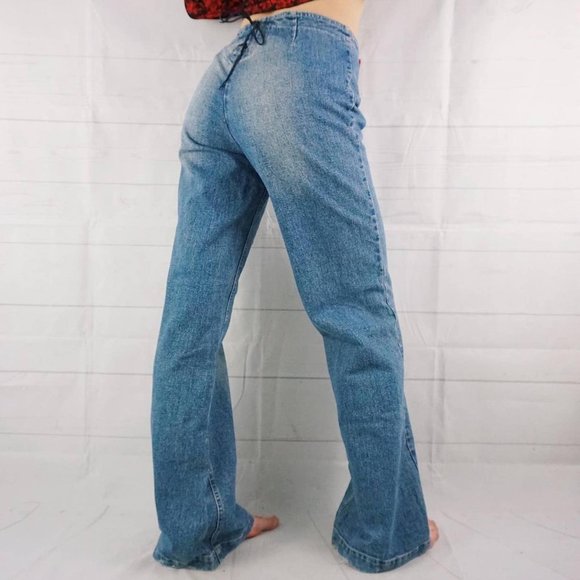 🍓VINTAGE 90s DOSE 70s WIDE LEG LACE UP & BUTTON UP FLARES🍓 - Picture 4 of 4